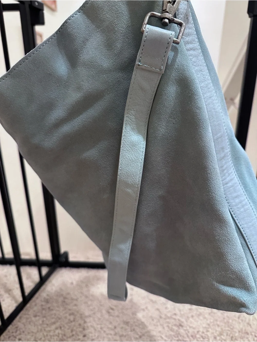 Free People Powder Blue Suede Hobo Shoulder Bag